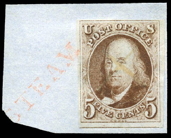 US Stamp Price Scott Catalog #1 - 5c 1847 Franklin. Matthew Bennett International, Dec 2008, Sale 330, Lot 1331