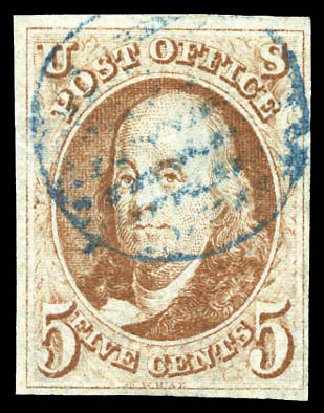 Prices of US Stamps Scott Catalogue #1: 5c 1847 Franklin. Matthew Bennett International, Mar 2011, Sale 336, Lot 1101