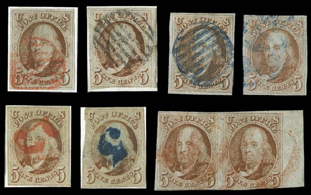 Costs of US Stamps Scott Catalogue # 1: 1847 5c Franklin. Matthew Bennett International, Mar 2011, Sale 337, Lot 2431