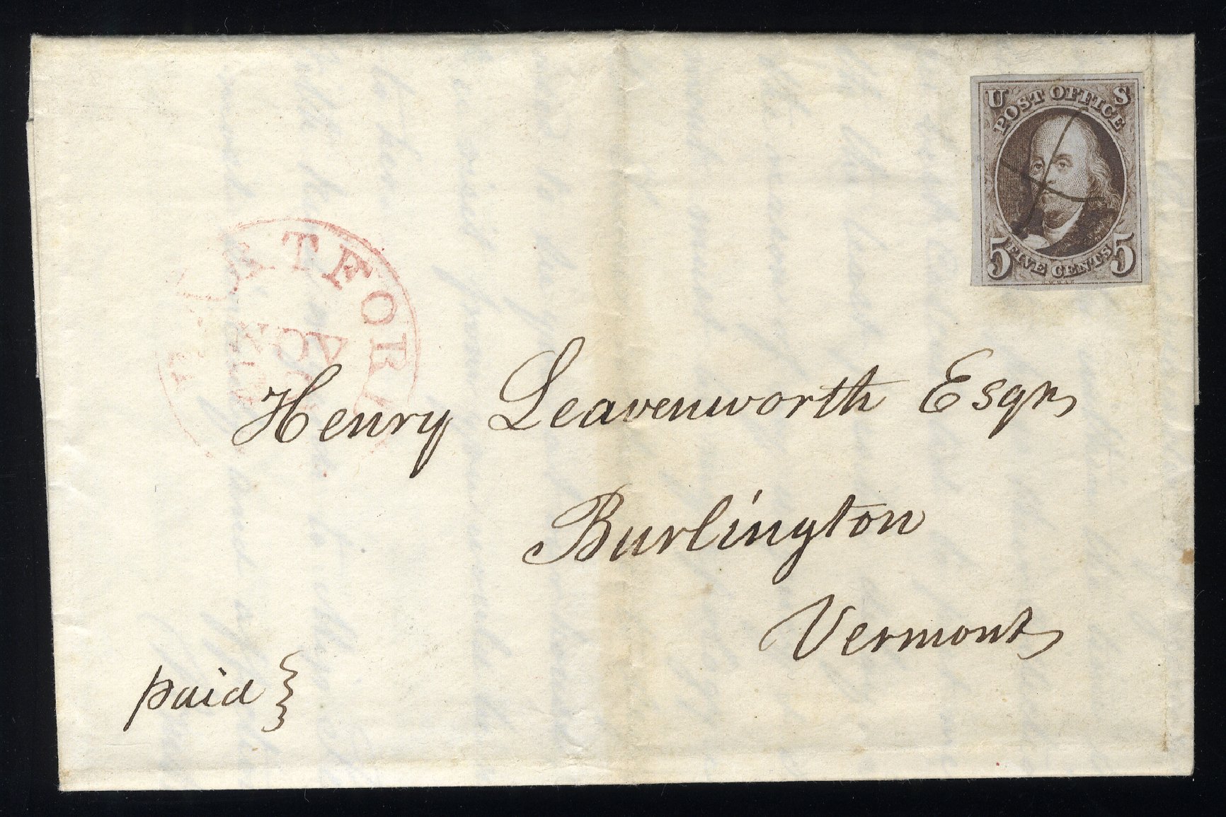 US Stamp Price Scott 1 - 5c 1847 Franklin. Cherrystone Auctions, Dec 2010, Sale 201012, Lot 2001