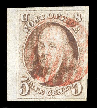 Prices of US Stamps Scott # 1 - 5c 1847 Franklin. Cherrystone Auctions, Jan 2014, Sale 201401, Lot 1