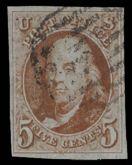 US Stamp Prices Scott Catalog #1 - 5c 1847 Franklin. Daniel Kelleher Auctions, Apr 2012, Sale 629, Lot 141