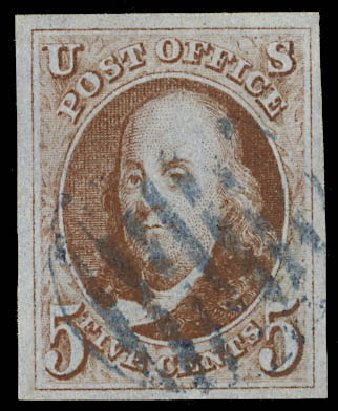 Costs of US Stamps Scott Cat. # 1 - 5c 1847 Franklin. Daniel Kelleher Auctions, Feb 2013, Sale 634, Lot 501