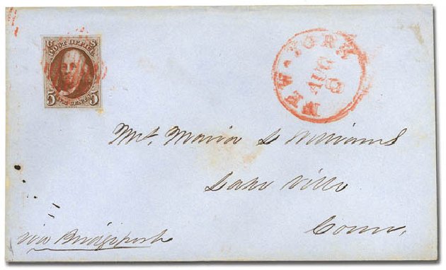Costs of US Stamp Scott Catalogue # 1 - 1847 5c Franklin. Daniel Kelleher Auctions, Feb 2013, Sale 634, Lot 791