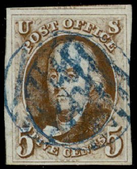 Value of US Stamp Scott Cat. # 1: 5c 1847 Franklin. Daniel Kelleher Auctions, Sep 2013, Sale 639, Lot 3071