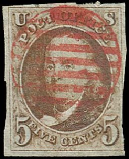 Price of US Stamps Scott #1 - 1847 5c Franklin. Regency-Superior, Nov 2014, Sale 108, Lot 21