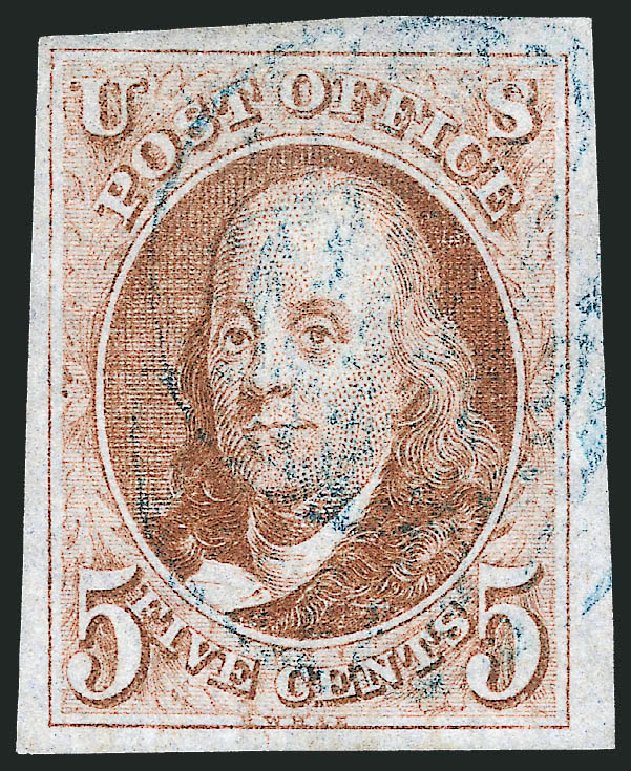 Price of US Stamp Scott Catalogue # 1 - 1847 5c Franklin. Robert Siegel Auction Galleries, Mar 2011, Sale 1007, Lot 2071