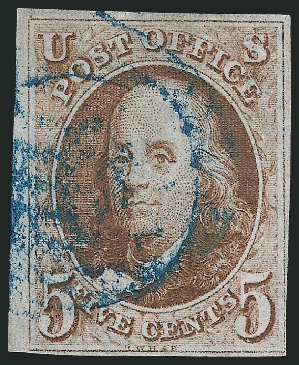 Costs of US Stamp Scott Catalog #1: 1847 5c Franklin. Robert Siegel Auction Galleries, Mar 2012, Sale 1019, Lot 311