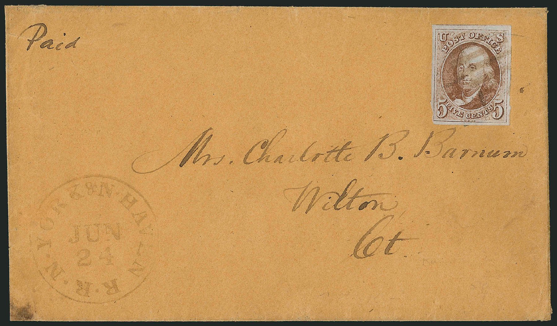 US Stamps Value Scott Catalog #1: 5c 1847 Franklin. Robert Siegel Auction Galleries, Mar 2012, Sale 1021, Lot 111