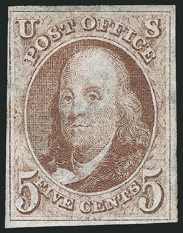 US Stamps Prices Scott Cat. # 1 - 5c 1847 Franklin. Robert Siegel Auction Galleries, Apr 2012, Sale 1023, Lot 2031