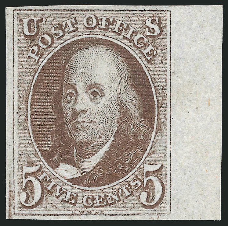 US Stamp Price Scott #1 - 1847 5c Franklin. Robert Siegel Auction Galleries, Apr 2012, Sale 1023, Lot 2081
