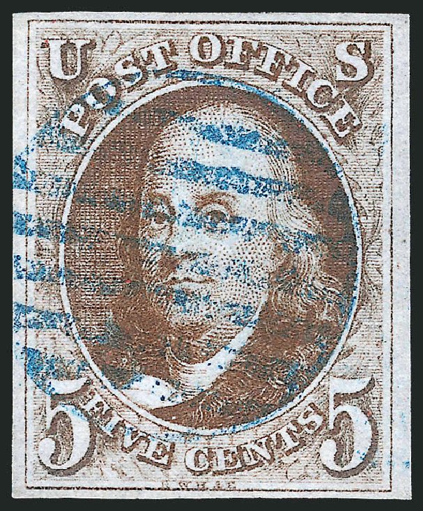 US Stamp Price Scott Cat. #1 - 5c 1847 Franklin. Robert Siegel Auction Galleries, Apr 2012, Sale 1023, Lot 2121