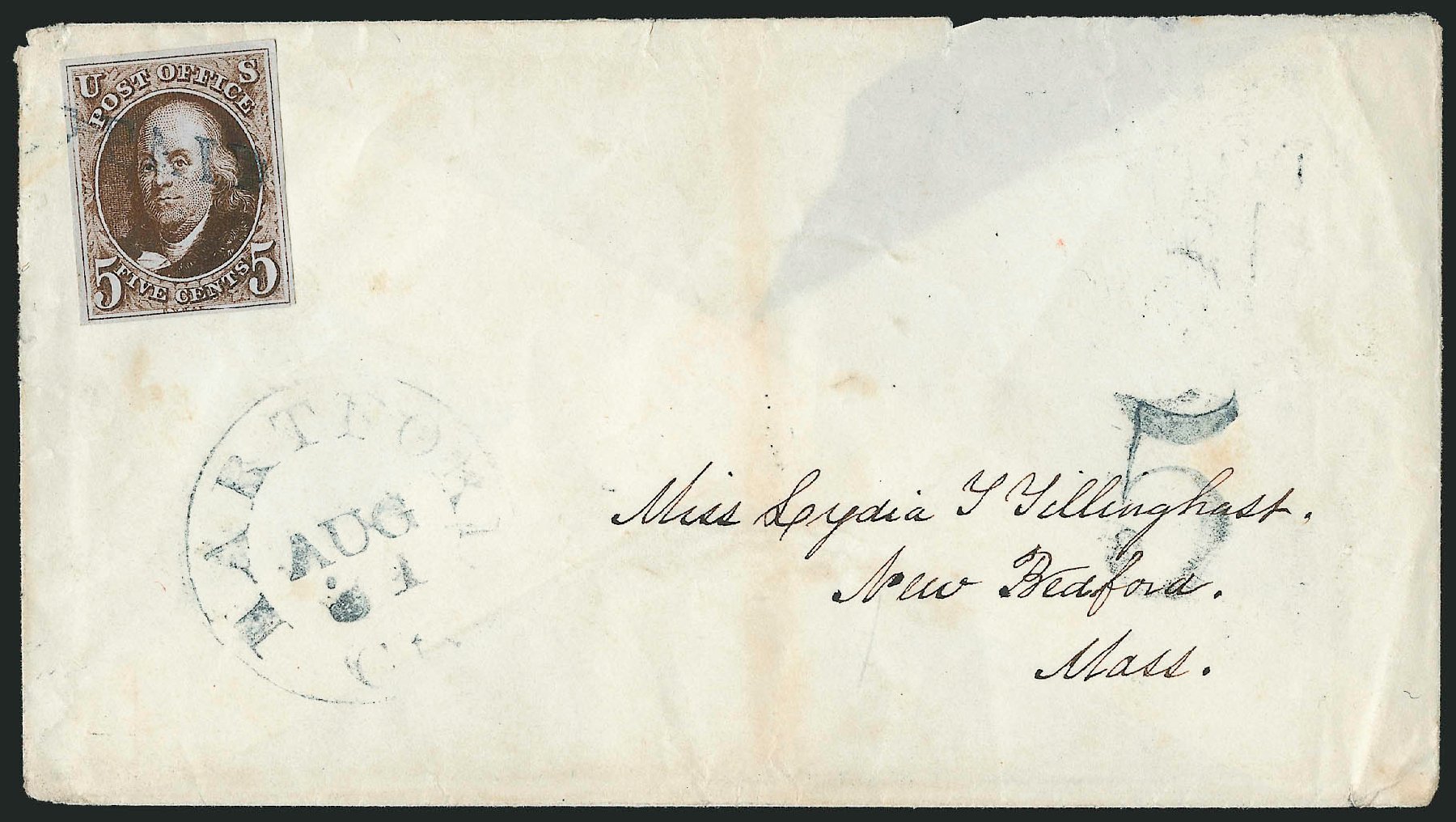 Value of US Stamps Scott #1: 5c 1847 Franklin. Robert Siegel Auction Galleries, Apr 2012, Sale 1023, Lot 2311