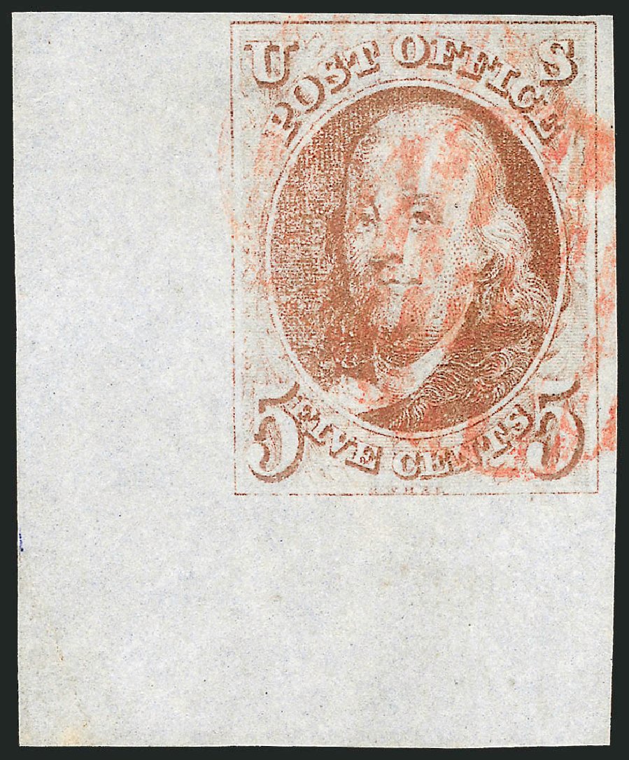 US Stamps Values Scott Cat. # 1 - 1847 5c Franklin. Robert Siegel Auction Galleries, Jun 2012, Sale 1024, Lot 1