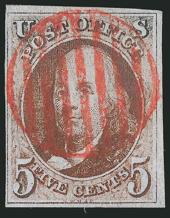 Prices of US Stamp Scott Catalogue 1 - 1847 5c Franklin. Robert Siegel Auction Galleries, Mar 2013, Sale 1040, Lot 1161