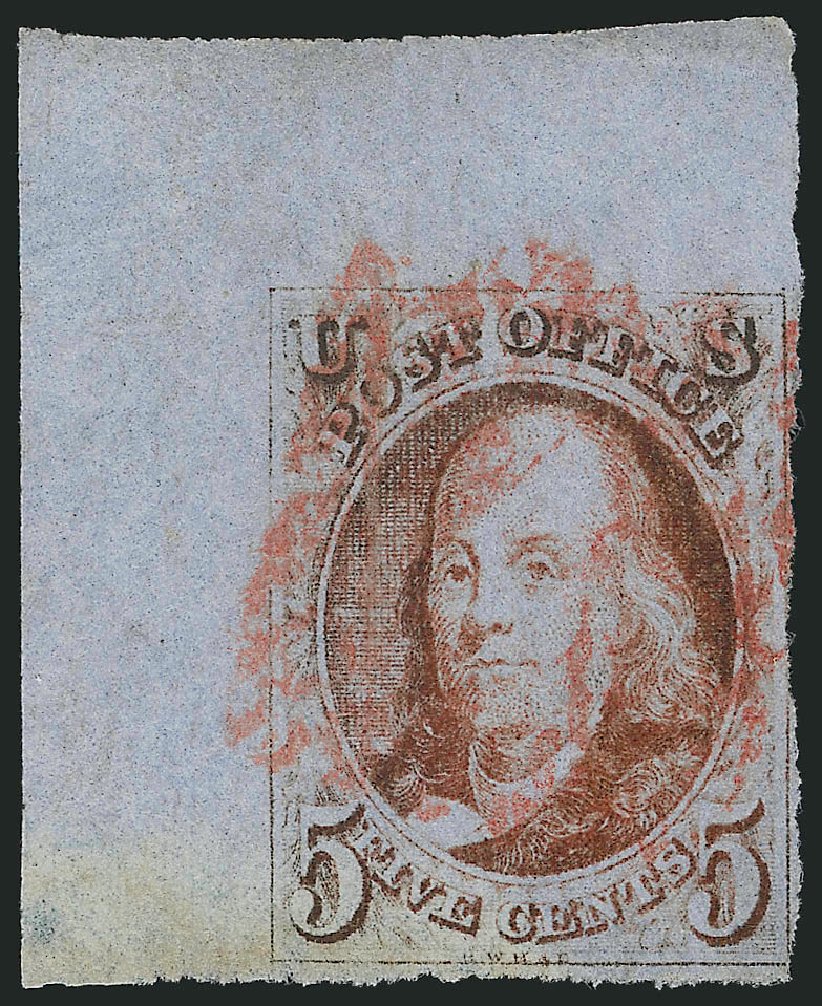US Stamp Value Scott 1: 1847 5c Franklin. Robert Siegel Auction Galleries, Sep 2014, Sale 1078, Lot 31