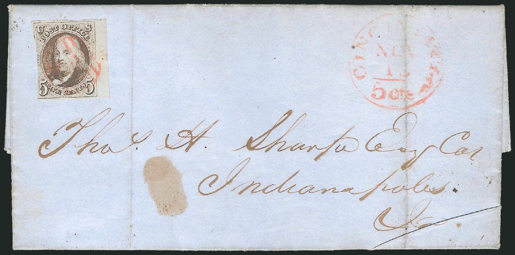 Value of US Stamp Scott Catalogue # 1: 5c 1847 Franklin. Robert Siegel Auction Galleries, Oct 2014, Sale 1082, Lot 331