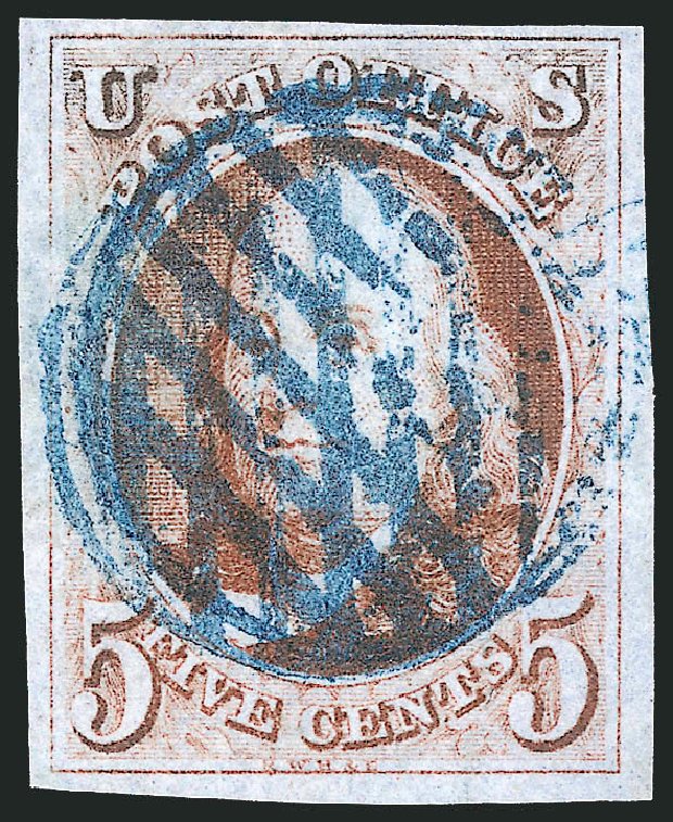 US Stamp Value Scott #1: 5c 1847 Franklin. Robert Siegel Auction Galleries, Jul 2015, Sale 1107, Lot 31
