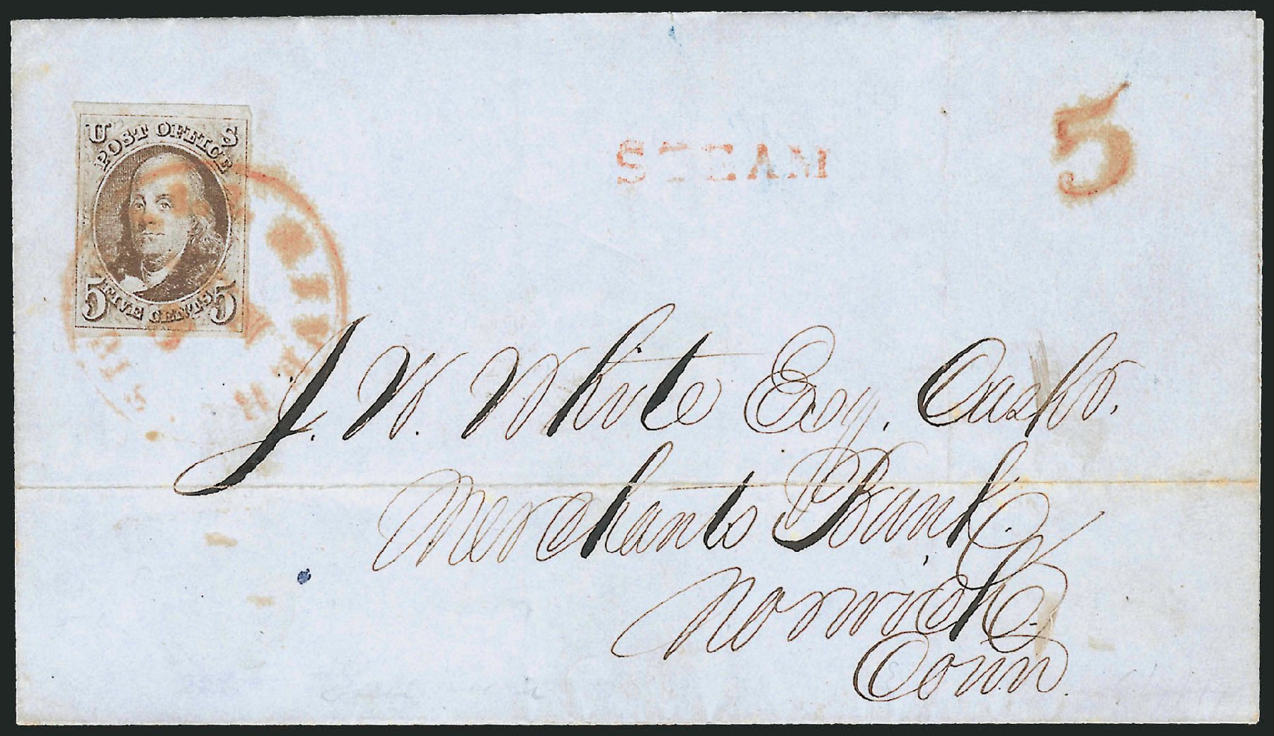 US Stamps Value Scott #1: 5c 1847 Franklin. Robert Siegel Auction Galleries, Oct 2008, Sale 963, Lot 71