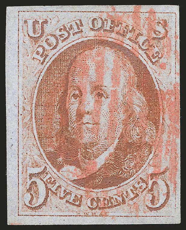 Costs of US Stamps Scott #1: 5c 1847 Franklin. Robert Siegel Auction Galleries, Jun 2009, Sale 975, Lot 1061