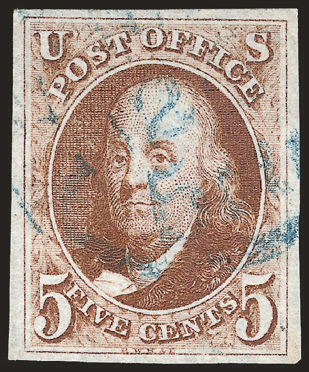 Costs of US Stamps Scott 1 - 1847 5c Franklin. Robert Siegel Auction Galleries, Sep 2009, Sale 976, Lot 1051