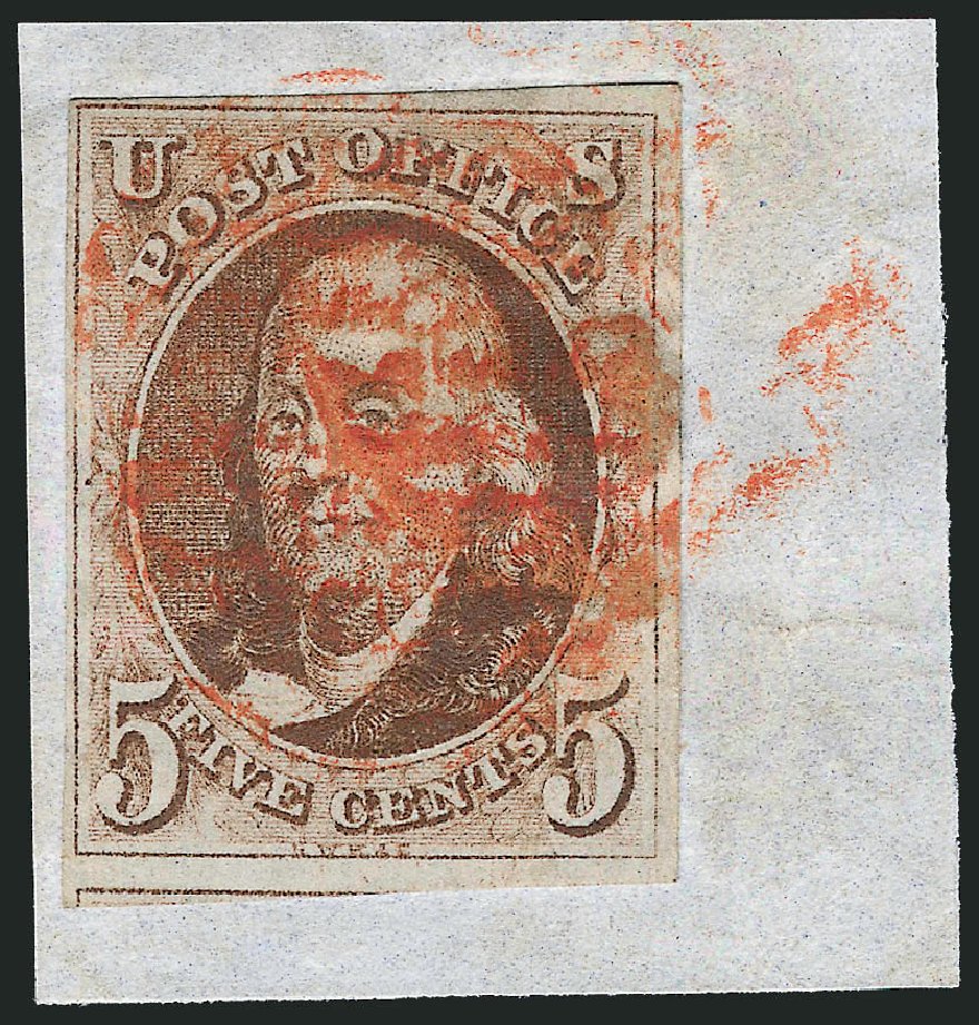 US Stamp Values Scott Catalogue #1 - 1847 5c Franklin. Robert Siegel Auction Galleries, Apr 2010, Sale 984, Lot 21