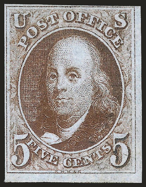 Price of US Stamps Scott Catalogue # 1 - 1847 5c Franklin. Robert Siegel Auction Galleries, Jun 2010, Sale 989, Lot 41