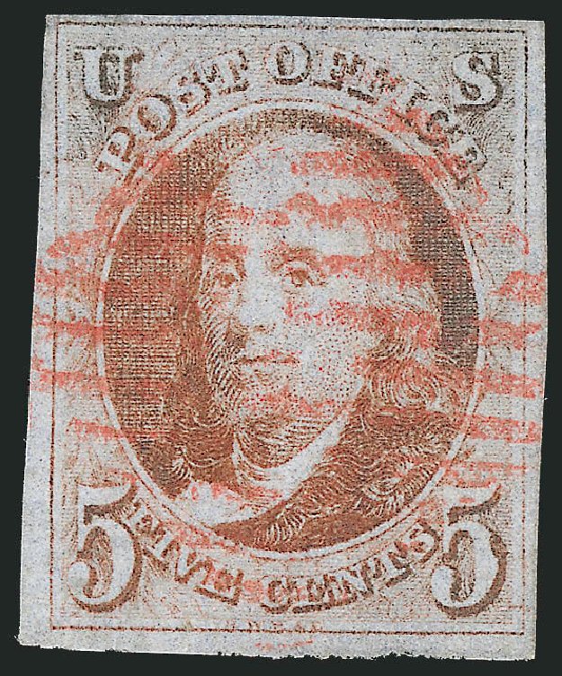 US Stamps Prices Scott Catalogue 1 - 5c 1847 Franklin. Robert Siegel Auction Galleries, Sep 2010, Sale 993, Lot 111