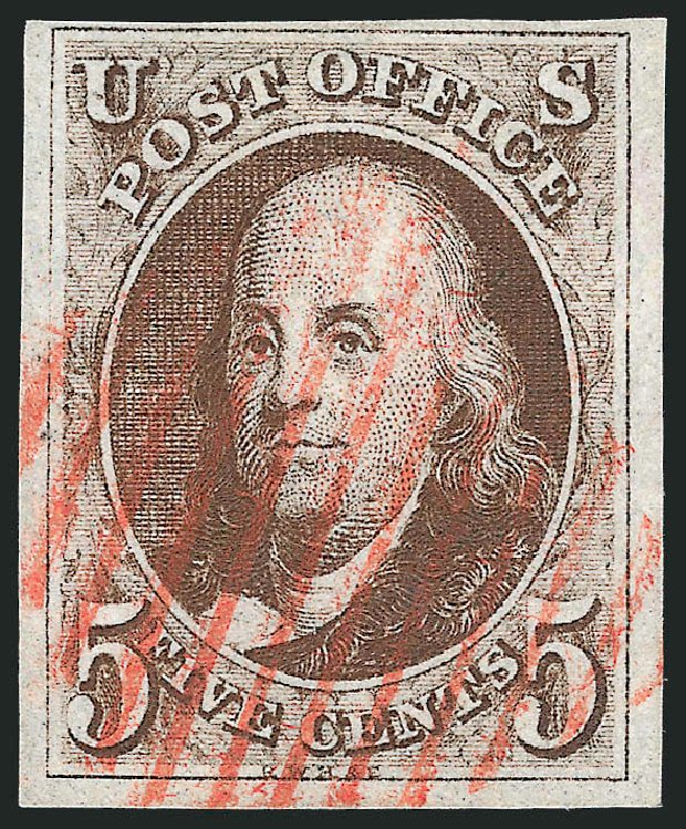 Values of US Stamps Scott # 1: 5c 1847 Franklin. Robert Siegel Auction Galleries, Sep 2010, Sale 993, Lot 31