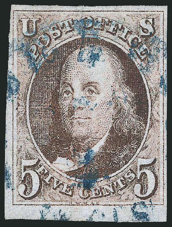 US Stamp Values Scott Cat. # 1: 1847 5c Franklin. Robert Siegel Auction Galleries, Sep 2010, Sale 993, Lot 41