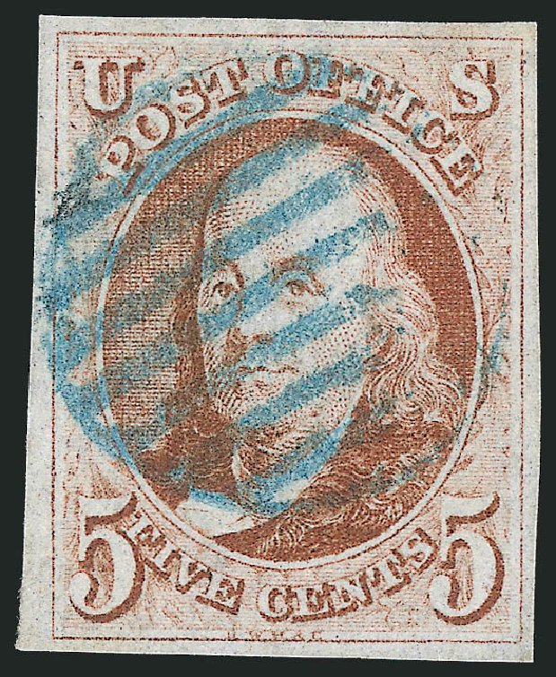 Cost of US Stamp Scott Catalog # 1: 1847 5c Franklin. Robert Siegel Auction Galleries, Sep 2010, Sale 993, Lot 61