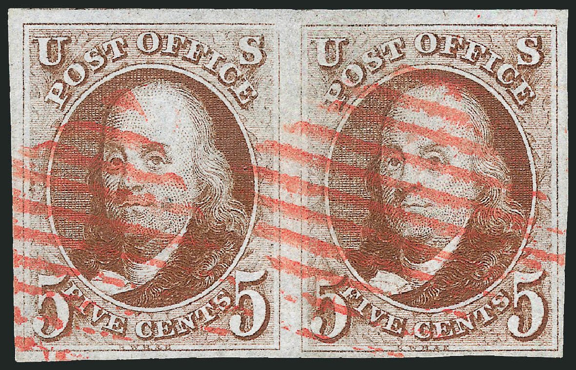 Value of US Stamp Scott Catalogue # 1: 5c 1847 Franklin. Robert Siegel Auction Galleries, Sep 2010, Sale 993, Lot 91