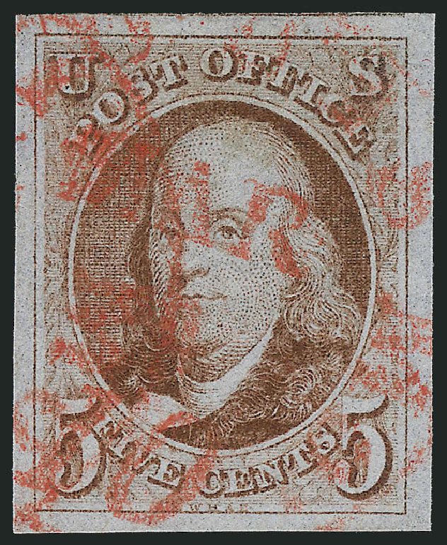 Values of US Stamps Scott Cat. #1: 5c 1847 Franklin. Robert Siegel Auction Galleries, Oct 2010, Sale 997, Lot 5061