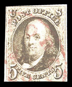 Price of US Stamp Scott #1: 1847 5c Franklin. Matthew Bennett International, Sep 2010, Sale 333, Lot 3234