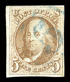 Price of US Stamps Scott Catalog # 1 - 5c 1847 Franklin. Matthew Bennett International, Sep 2010, Sale 333, Lot 3244