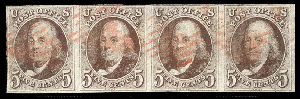 US Stamp Value Scott # 1: 5c 1847 Franklin. Cherrystone Auctions, Jul 2009, Sale 200907, Lot 104