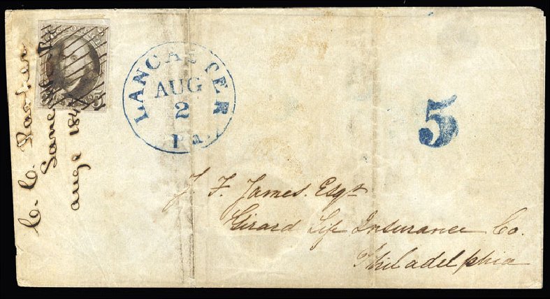 US Stamps Prices Scott # 1 - 1847 5c Franklin. Cherrystone Auctions, Jan 2015, Sale 201501, Lot 4