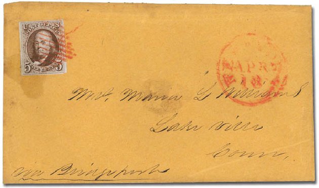 US Stamps Values Scott Cat. # 1: 5c 1847 Franklin. Daniel Kelleher Auctions, Feb 2013, Sale 634, Lot 794