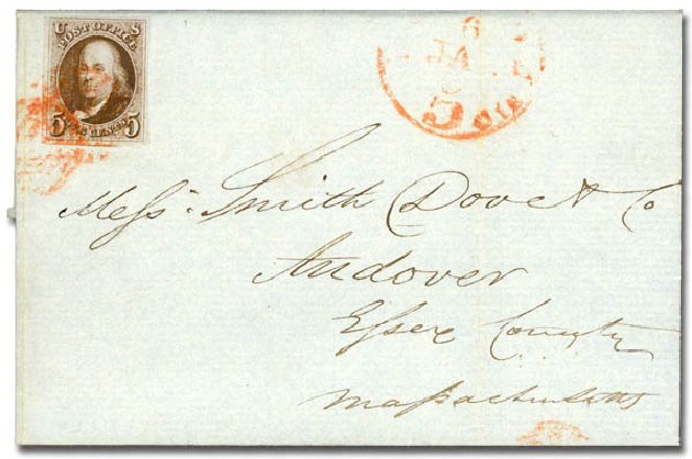 US Stamp Prices Scott Catalogue #1 - 5c 1847 Franklin. Daniel Kelleher Auctions, Sep 2013, Sale 639, Lot 3034