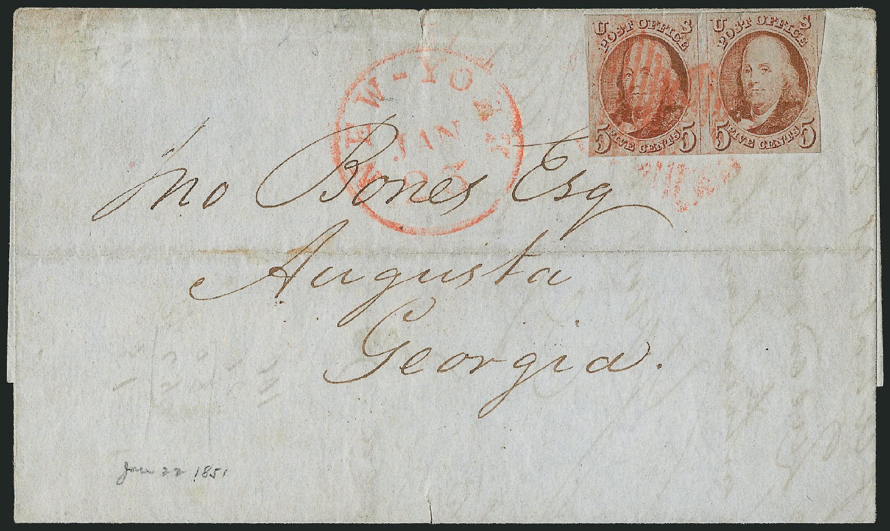 US Stamp Price Scott Catalog #1: 5c 1847 Franklin. Robert Siegel Auction Galleries, Dec 2010, Sale 1002, Lot 3674