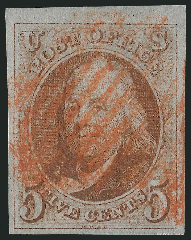 US Stamps Value Scott Catalog 1: 1847 5c Franklin. Robert Siegel Auction Galleries, Oct 2011, Sale 1014, Lot 1014