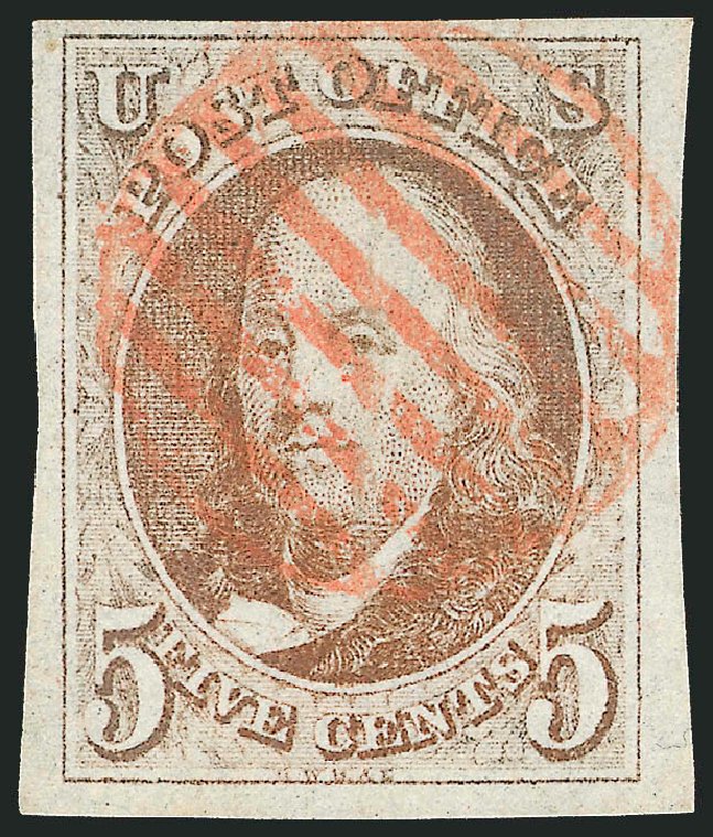 Price of US Stamp Scott Catalog 1: 5c 1847 Franklin. Robert Siegel Auction Galleries, Mar 2012, Sale 1019, Lot 304