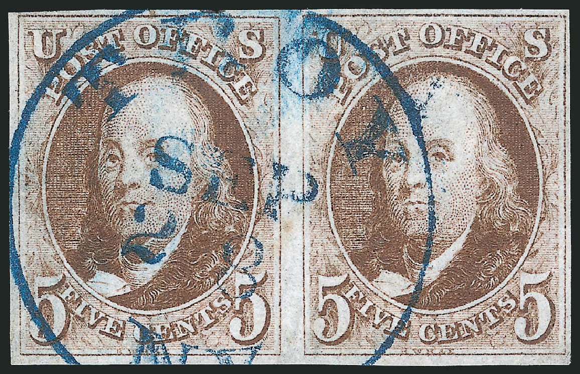US Stamps Price Scott Catalog #1 - 1847 5c Franklin. Robert Siegel Auction Galleries, Apr 2012, Sale 1023, Lot 2044