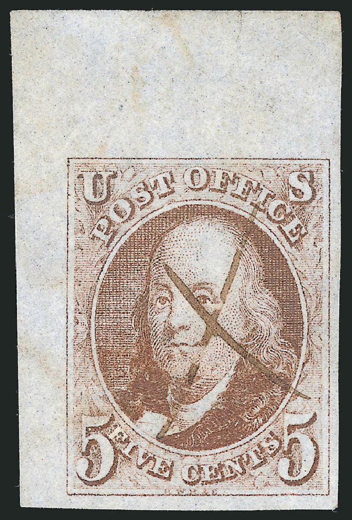 Costs of US Stamp Scott Catalog 1: 1847 5c Franklin. Robert Siegel Auction Galleries, Apr 2012, Sale 1023, Lot 2054