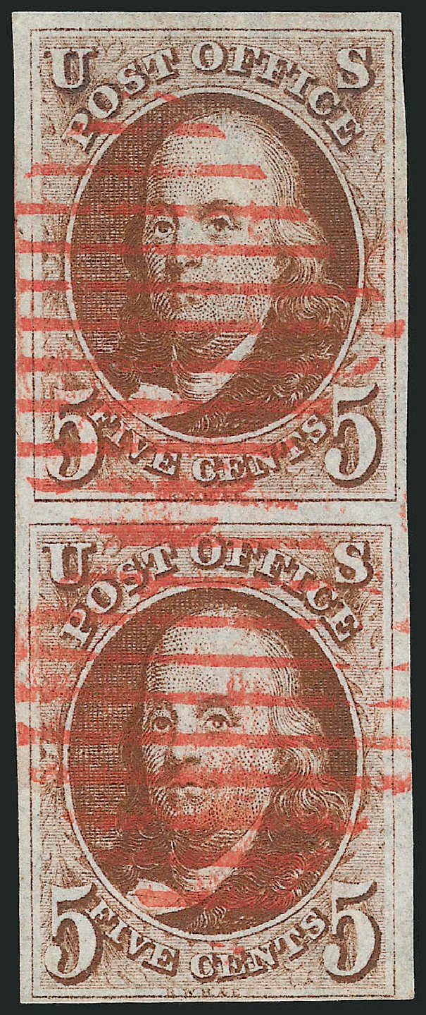 US Stamp Prices Scott Catalog # 1: 5c 1847 Franklin. Robert Siegel Auction Galleries, Apr 2012, Sale 1023, Lot 2104