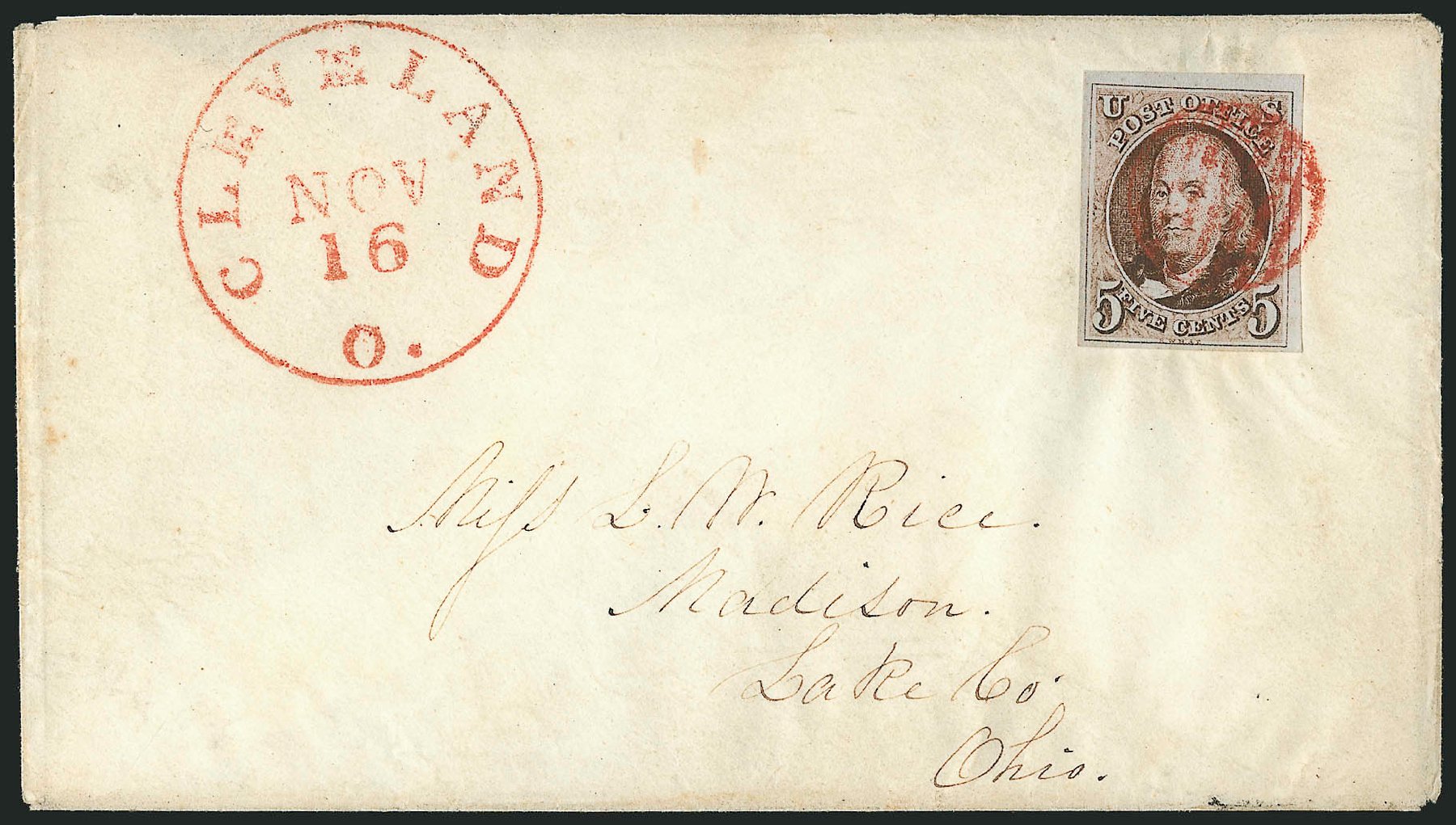 US Stamps Value Scott Cat. #1 - 5c 1847 Franklin. Robert Siegel Auction Galleries, Apr 2012, Sale 1023, Lot 2214