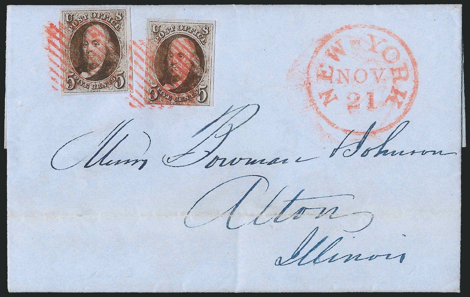 US Stamps Values Scott Catalog # 1 - 5c 1847 Franklin. Robert Siegel Auction Galleries, Apr 2012, Sale 1023, Lot 2234