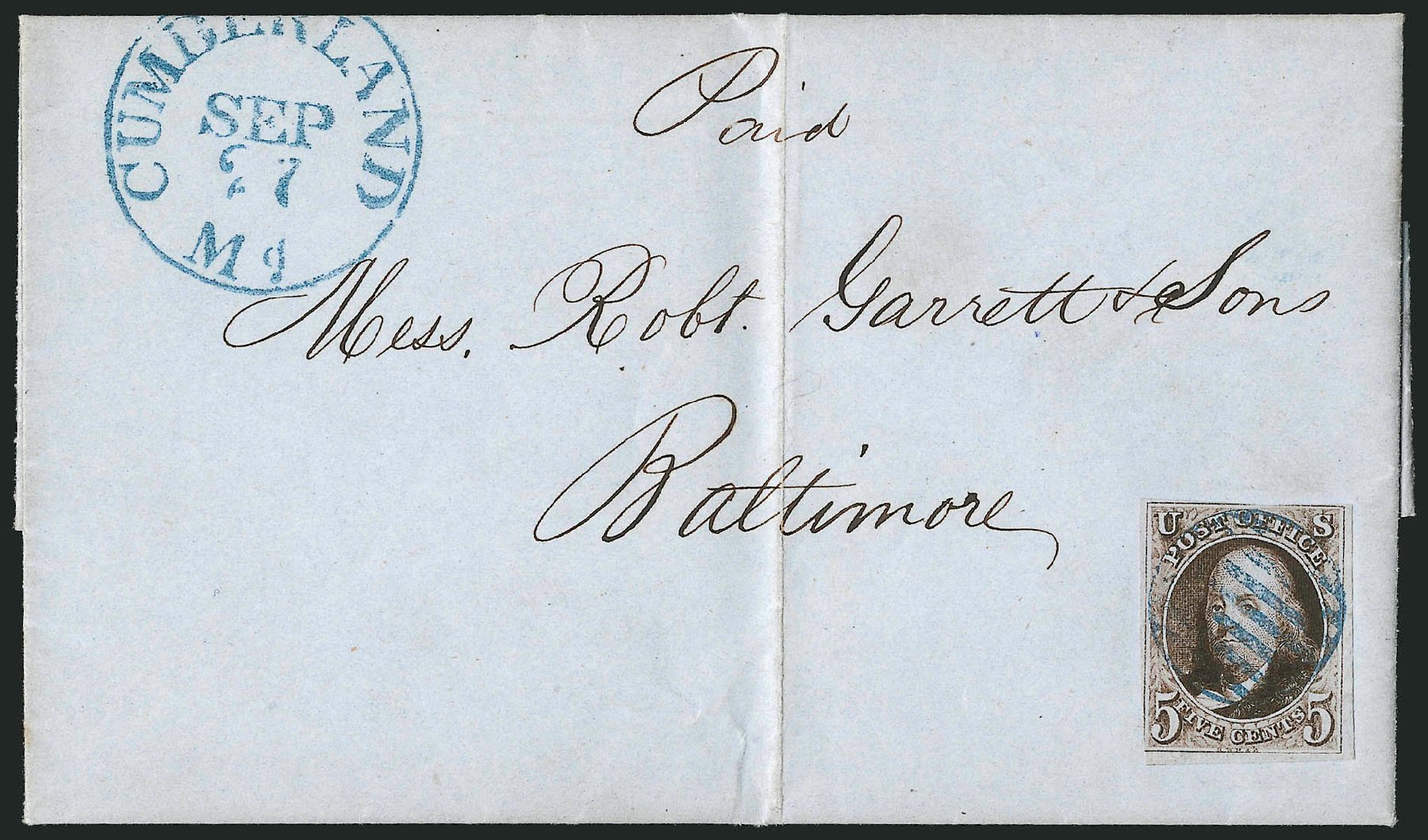 Costs of US Stamp Scott #1: 1847 5c Franklin. Robert Siegel Auction Galleries, Apr 2012, Sale 1023, Lot 2334