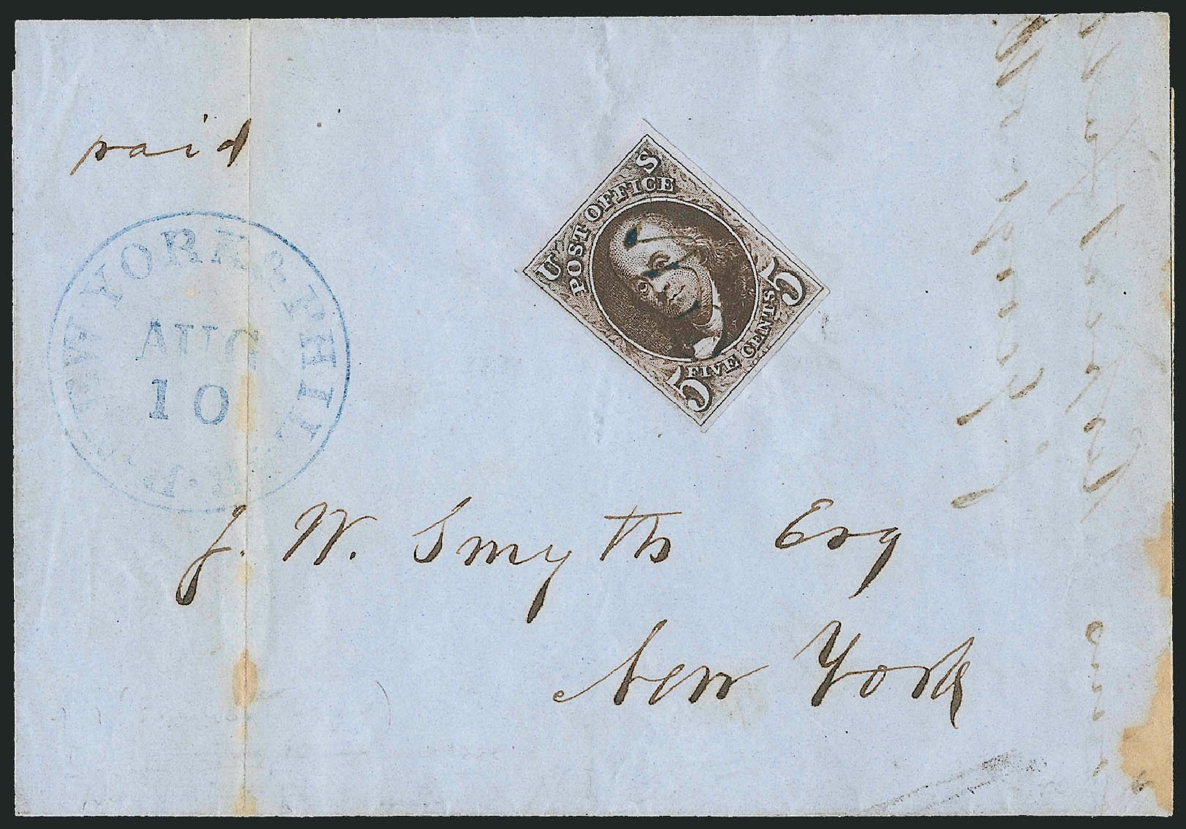 Values of US Stamp Scott Catalog #1 - 1847 5c Franklin. Robert Siegel Auction Galleries, Apr 2012, Sale 1023, Lot 2374
