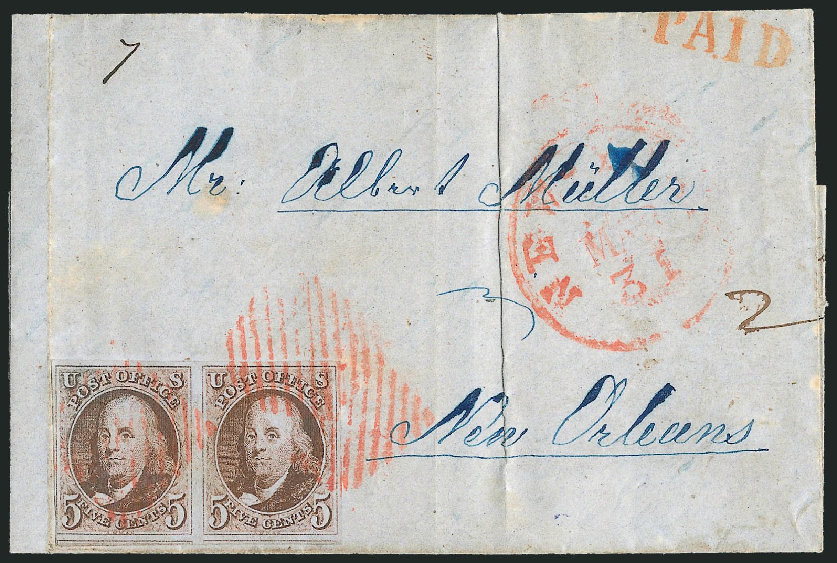 Cost of US Stamp Scott Catalogue 1 - 5c 1847 Franklin. Robert Siegel Auction Galleries, Apr 2012, Sale 1023, Lot 2404